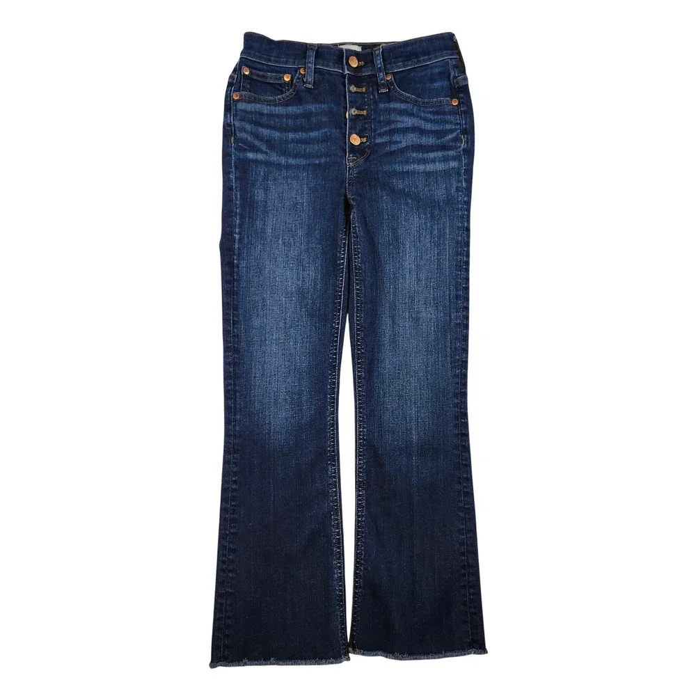 J.Crew Billie Demi Boot Crop Jeans Womens 24 Dark Wash Excellent Button‎ 9
